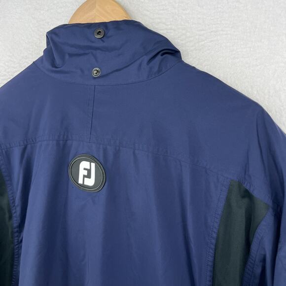 FOOTJOY Jacket Mens L DryJoys Golf Rain Windbreaker 1/4 Zip Short Sleeve Blue - Picture 7 of 15